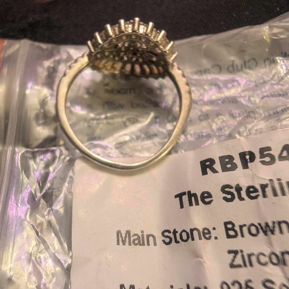 Solid Sterling Silver Ring Brown Tourmaline Cubic… - image 2